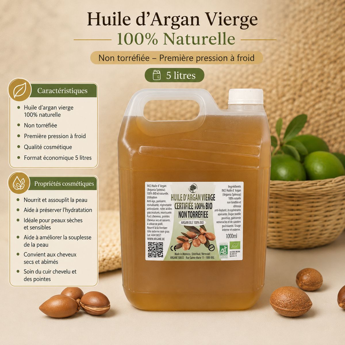 Huile d' Argan 100% Pure Cosmétique