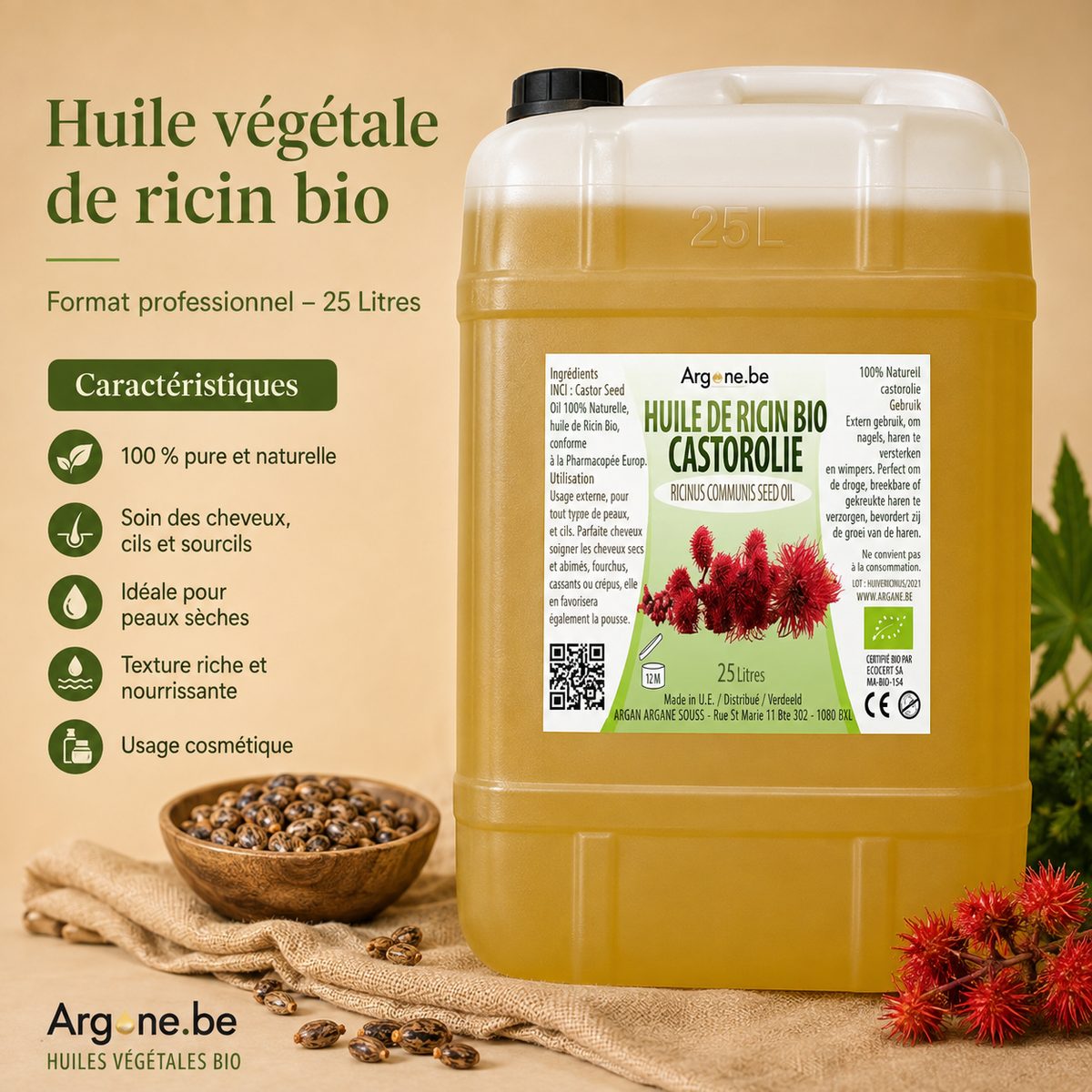 Huile Végétale de Ricin Bio 60 ml