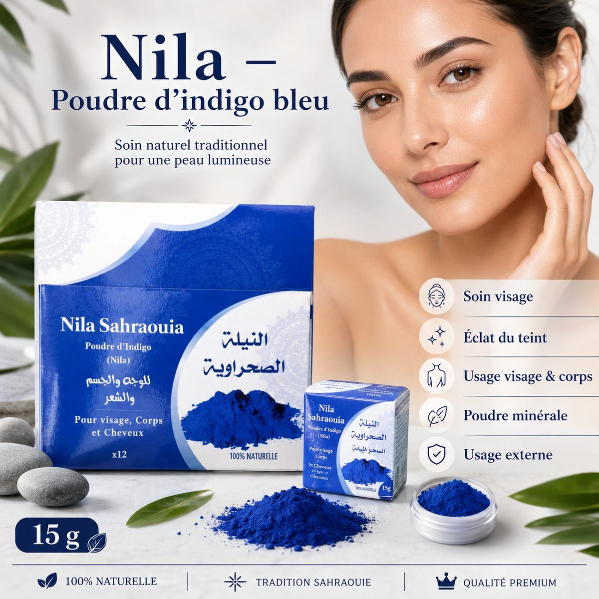 Nila Bleu Sahraouia - Poudre d'Indigo sahara - Originale