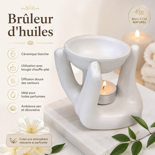 Brûleur à Huile Blanc en Céramique  Diffuseur Aromathérapie