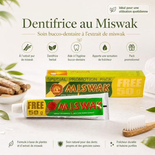 Dentifrice au Miswak Naturel – Dents Propres & Haleine Fraîche