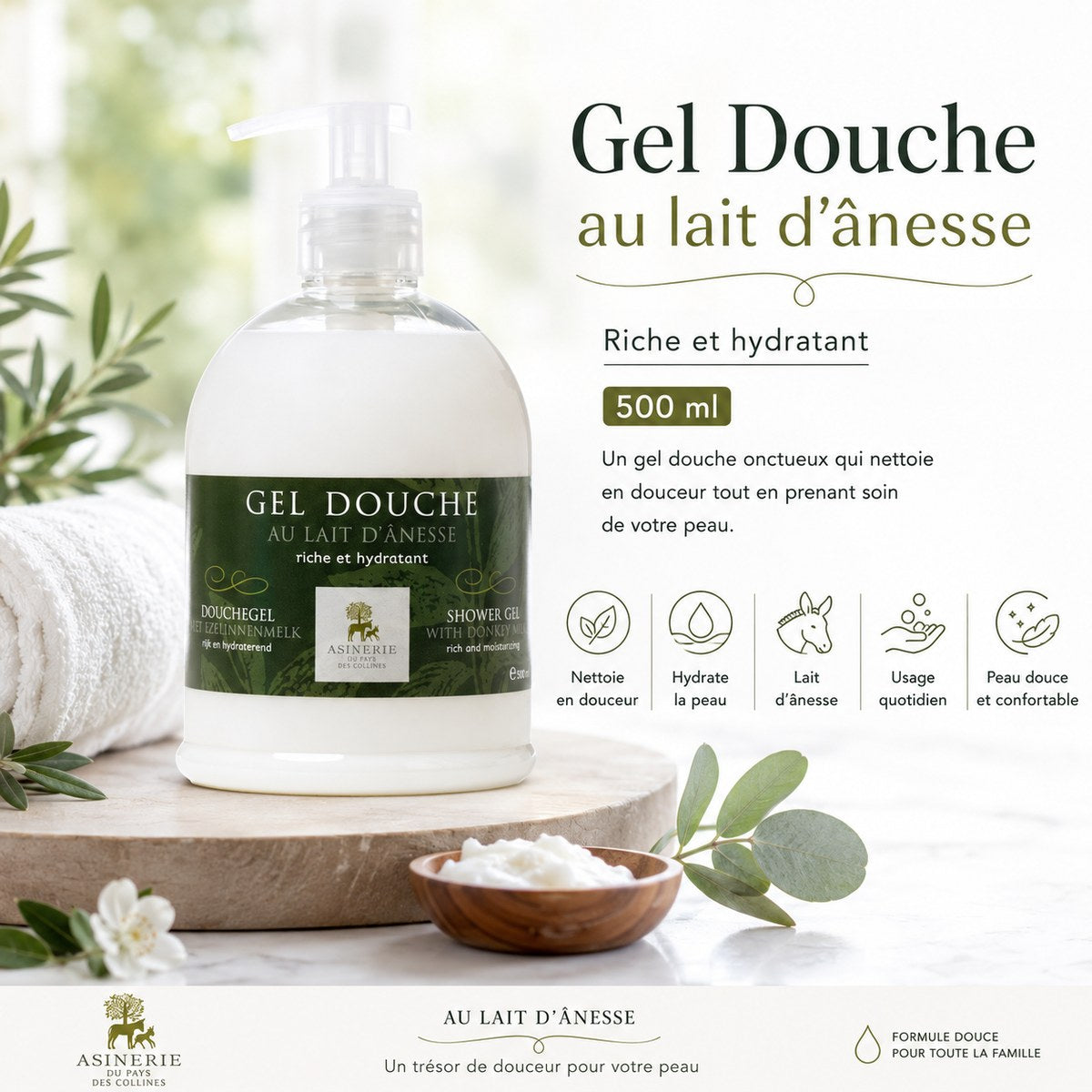 Gamme au Lait d’Ânesse – Douceur et Hydratation Naturelle