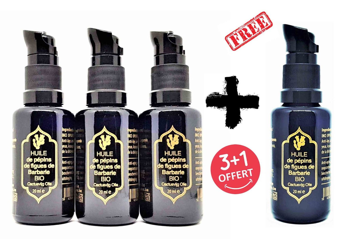 alt="Offre promotionnelle 3+1 huile de figue de barbarie bio 100% pure"