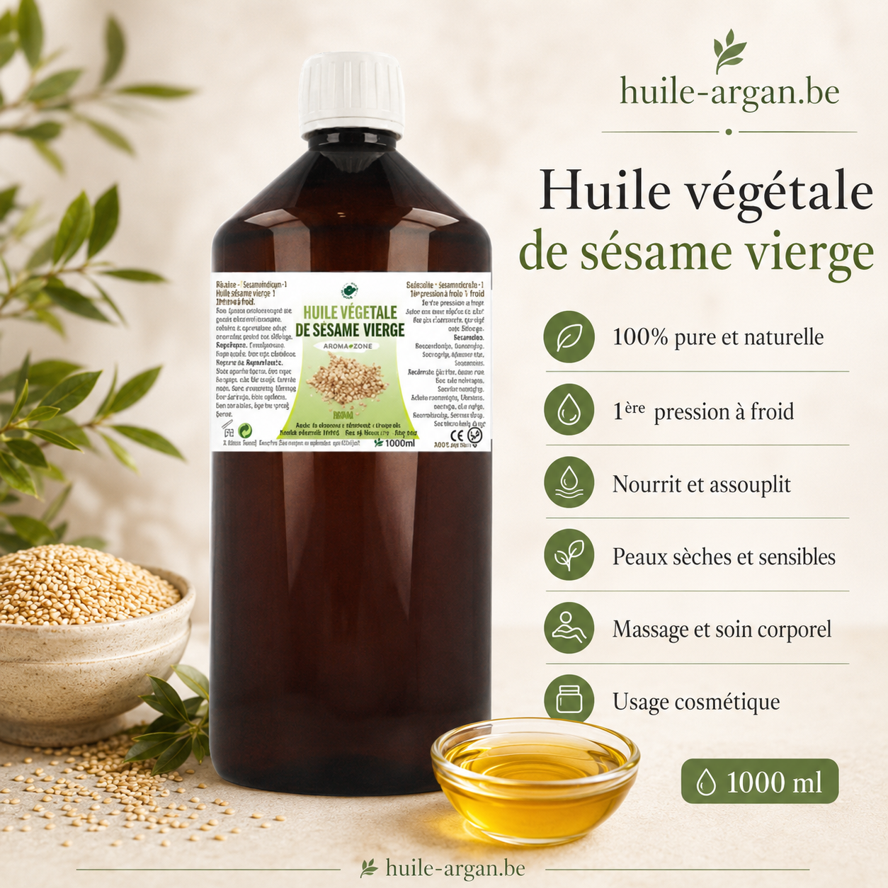 Huile Végétale Vierge de Sésame 60 ml