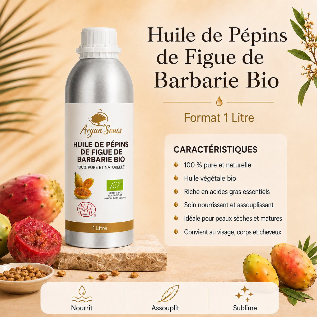 Huile de Pépins de Figue de Barbarie Bio  – Soin Anti-Âge Naturel