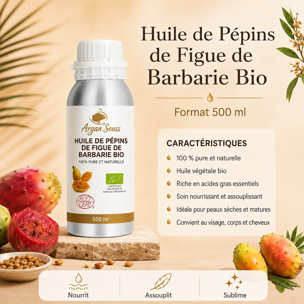 Huile de Pépins de Figue de Barbarie Bio  – Soin Anti-Âge Naturel
