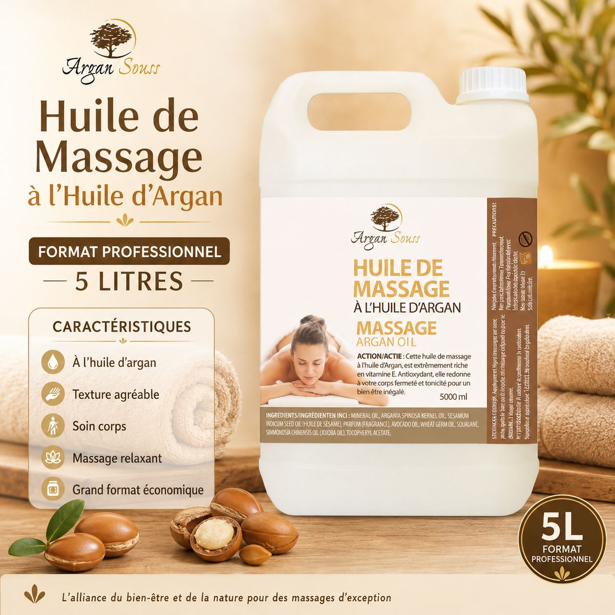 Huile de massage aux Huiles Essentielles Bio