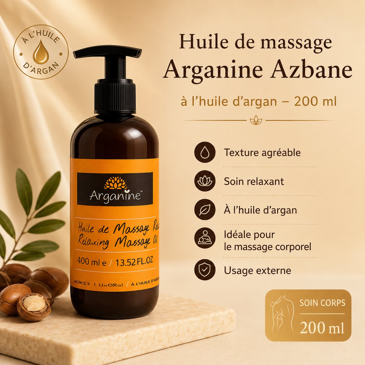 Huile de massage aux Huiles Essentielles Bio