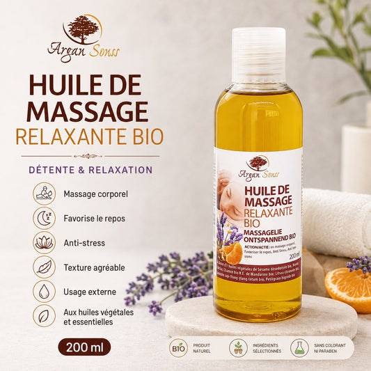 Huile de massage aux Huiles Essentielles Bio