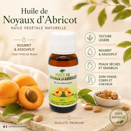 Huile Végétale de Noyaux d’Abricot Vierge Biologique 60 ml