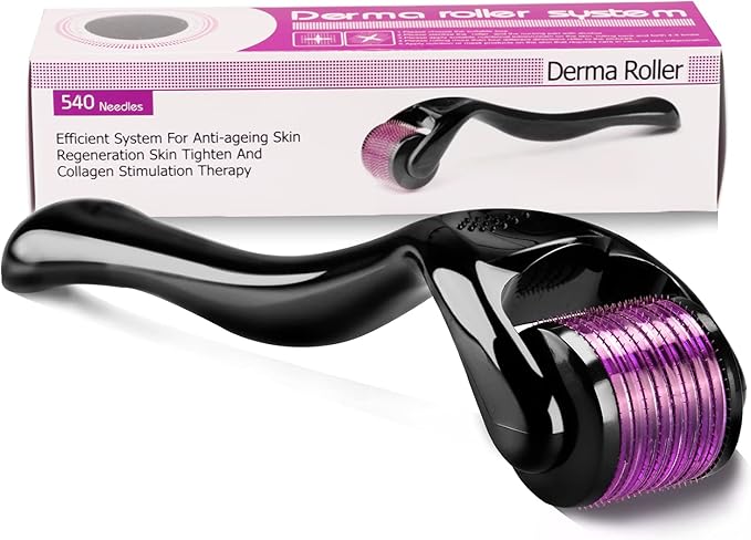 <img src="dermaroller-professionnel.jpg" alt="Dermaroller 0.5mm à micro-aiguilles en titane pour stimulation capillaire et repousse des cheveux">