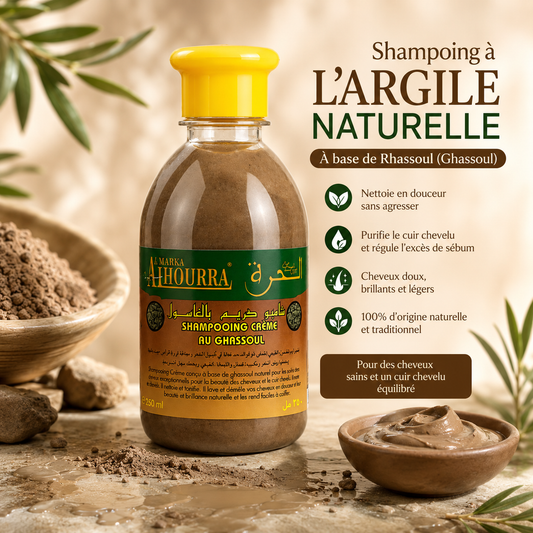 Shampoing Ghassoul Bio Marocain – Purifiant & Volumateur 250 ml